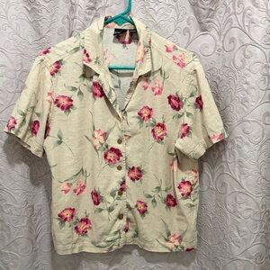 Floral Beige Short Sleeve Shirt